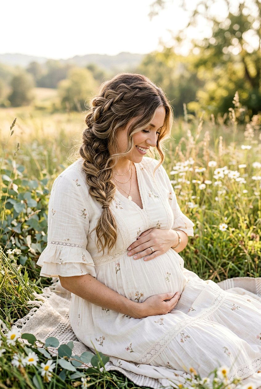 Loose Braids For Maternity Photos - 20 maternity photo shoot hairstyles - 20 maternity photo shoot hairstyles