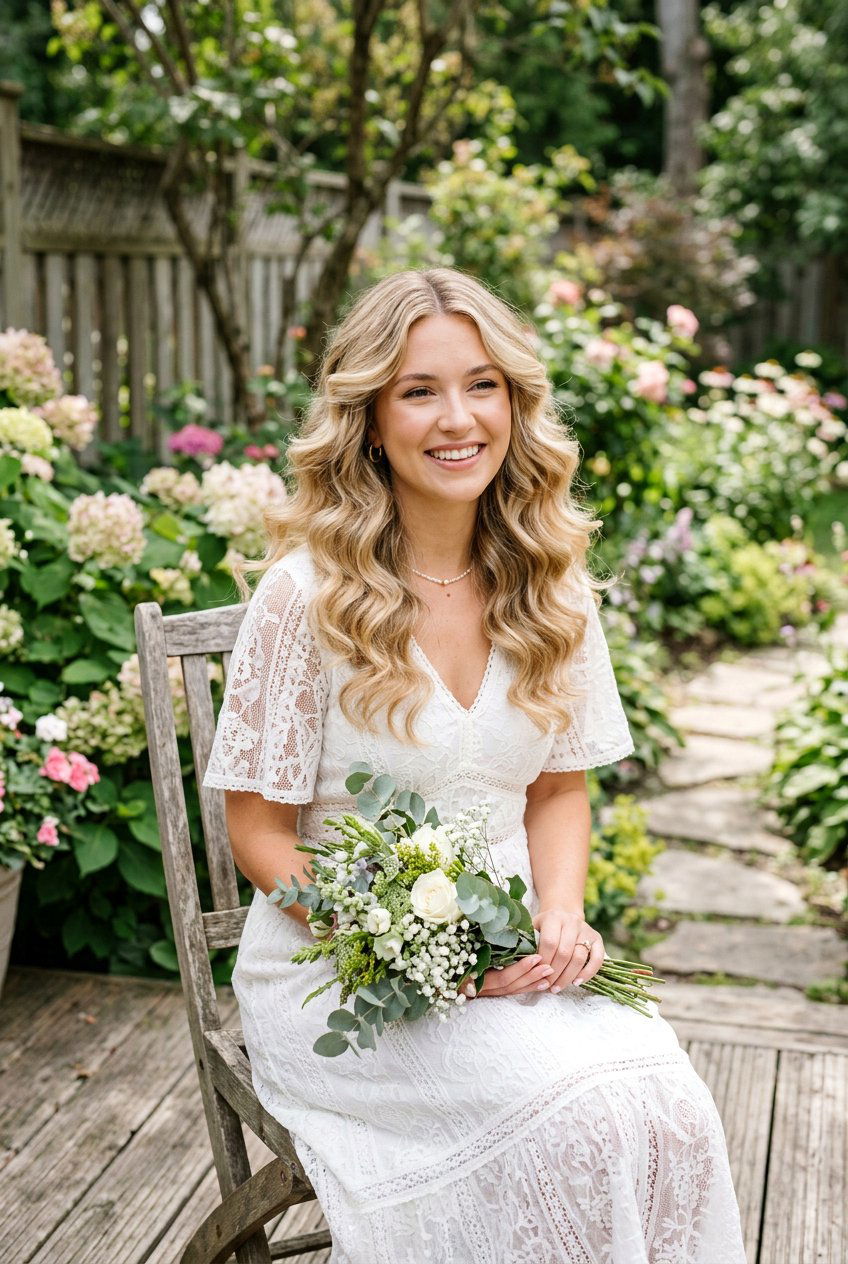 Loose Bridal Soft Curls With Middle Part - 20 bridal soft curls with middle part - 20 bridal soft curls with middle part