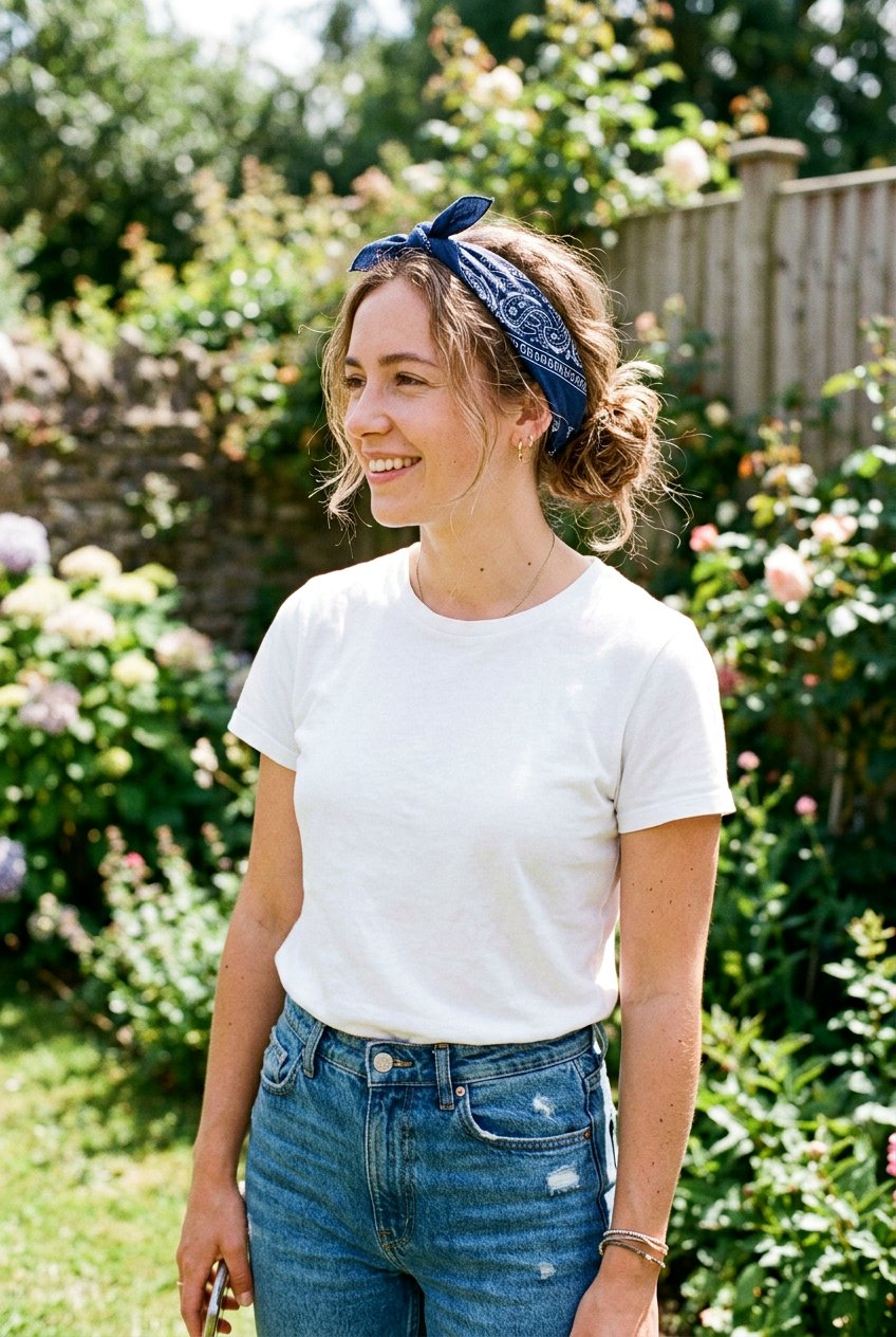 Loose Bun With Bandana - 20 bandana bun hairstyle - 20 bandana bun hairstyle