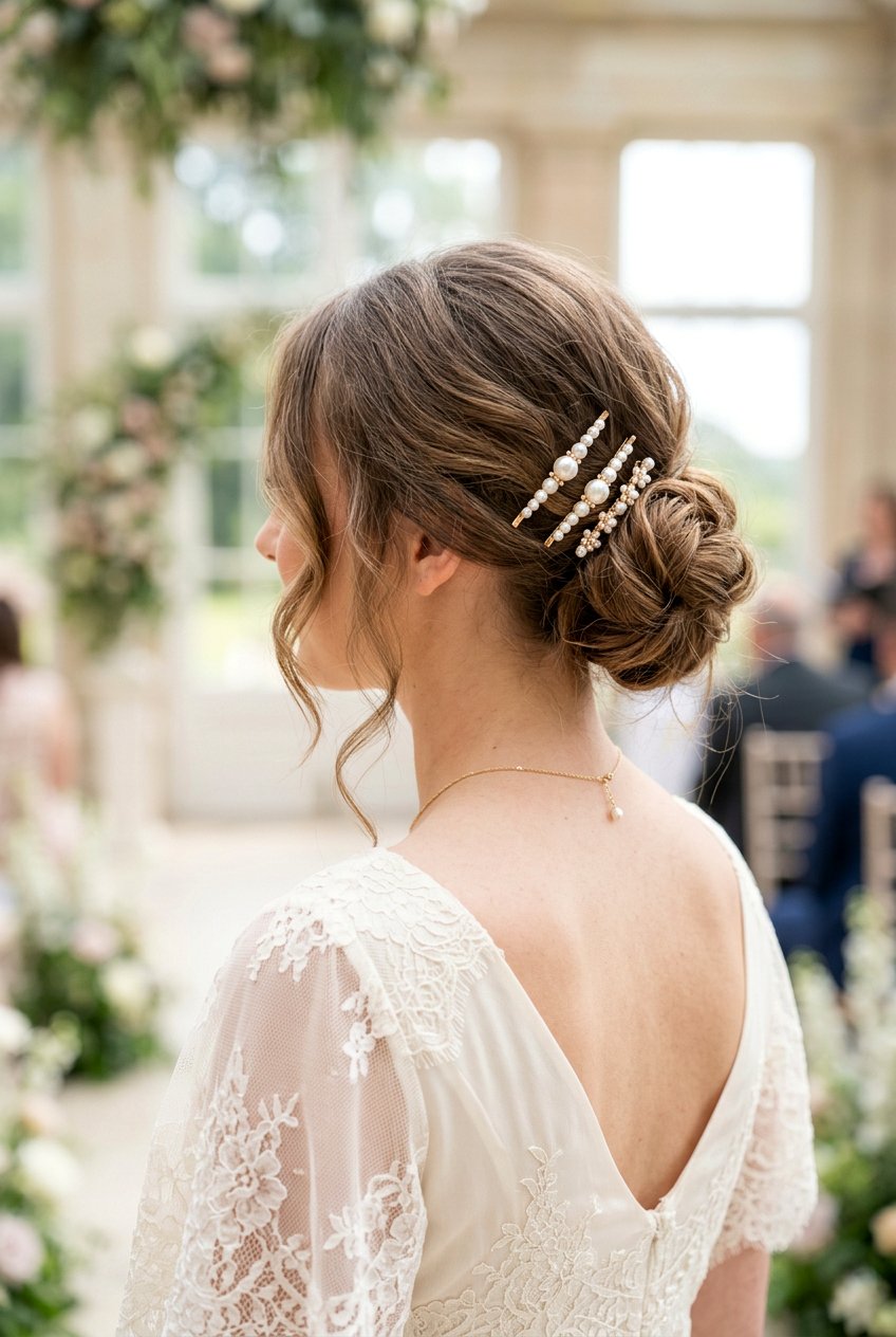 Loose Chignon With Pearl Clips - 20 pearl clip hairstyles - 20 pearl clip hairstyles