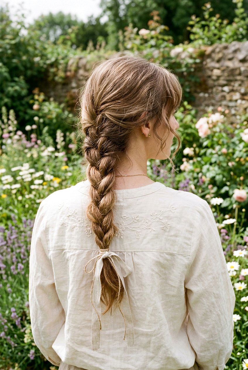 Loose Cottagecore French Braid - 20 cottagecore braid hairstyle - 20 cottagecore braid hairstyle