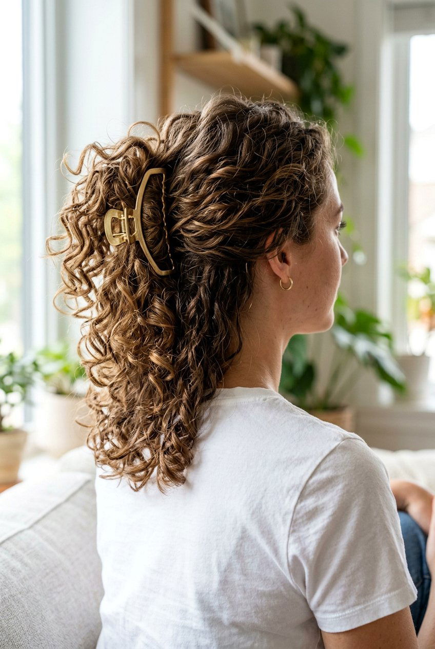 Loose Curls With Claw Clip - 20 beach claw clip hairstyle - 20 beach claw clip hairstyle