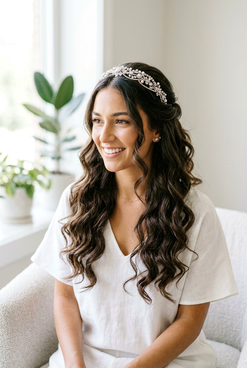 Loose Curls With Headband - 20 soft curls for wedding guest hair - 20 soft curls for wedding guest hair