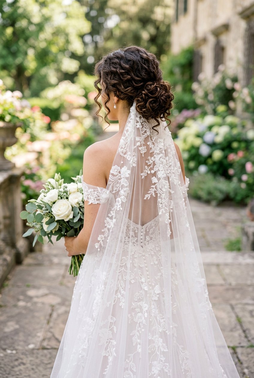 Loose Curly Bridal Bun With Veil - 20 classic bridal bun for veil - 20 classic bridal bun for veil