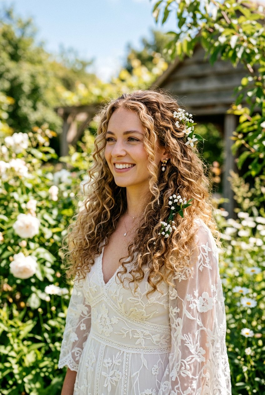 Loose Curly Bridal Down Hairstyle - 20 bridal hairstyle for curly veil look - 20 bridal hairstyle for curly veil look