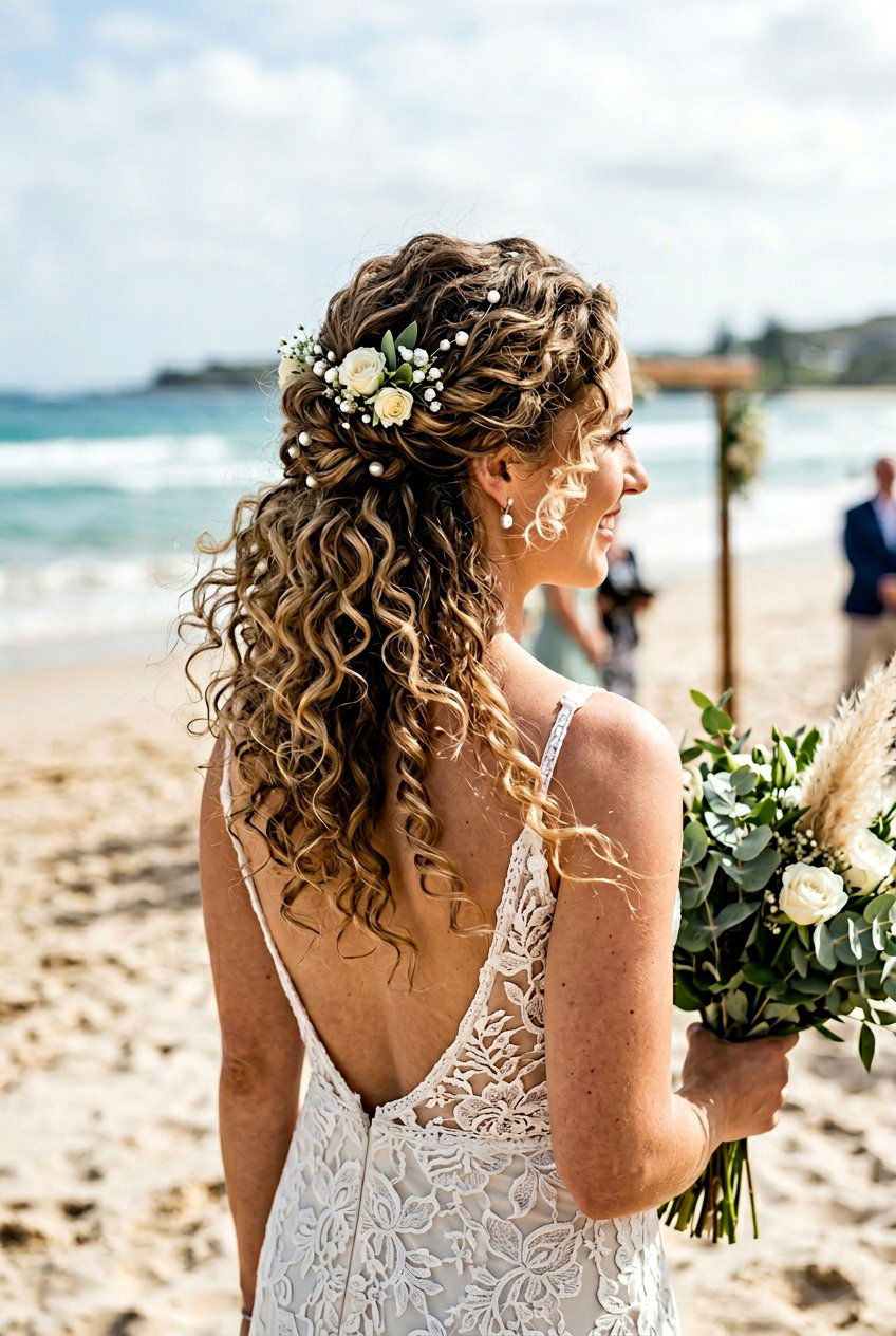 Loose Curly Bridal Updo - 20 bridal hairstyle for shoulder length curls - 20 bridal hairstyle for shoulder length curls