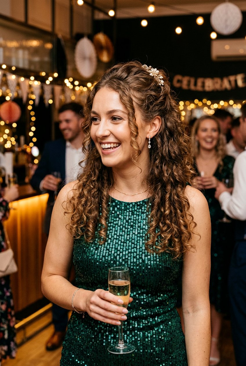 Loose Curly Half Updo For Long Hair - 20 festive curls hairstyle - 20 festive curls hairstyle