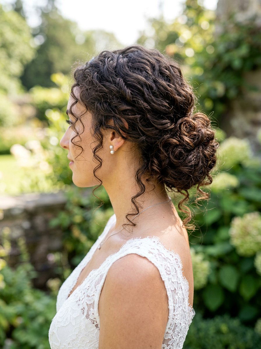 Loose Curly Low Bun - 20 soft glam hairstyle for curly hair - 20 soft glam hairstyle for curly hair