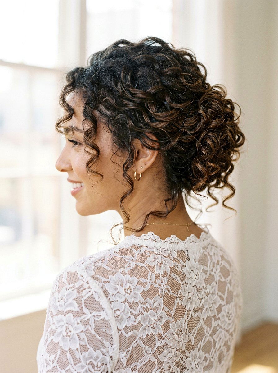 Loose Curly Updo With Face Framing Pieces - 20 date night hairstyle with romantic curls - 20 date night hairstyle with romantic curls