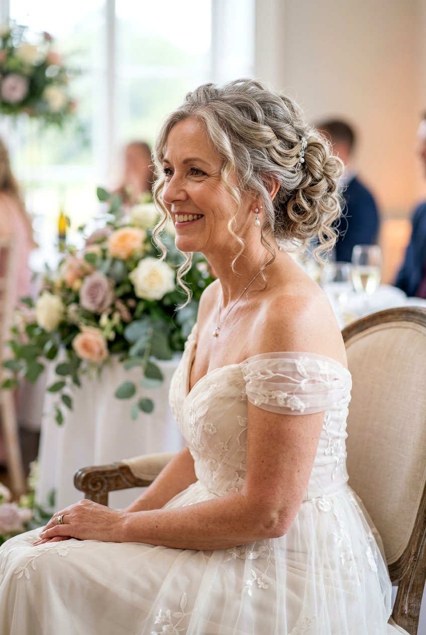 Loose Curly Updo - 20 bridal hairstyle for mature bride - 20 bridal hairstyle for mature bride