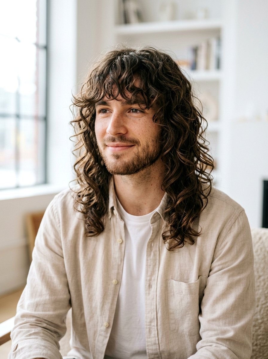 Loose Curly Wolf Cut for Men - 20 wolf cut men curly hair - 20 wolf cut men curly hair