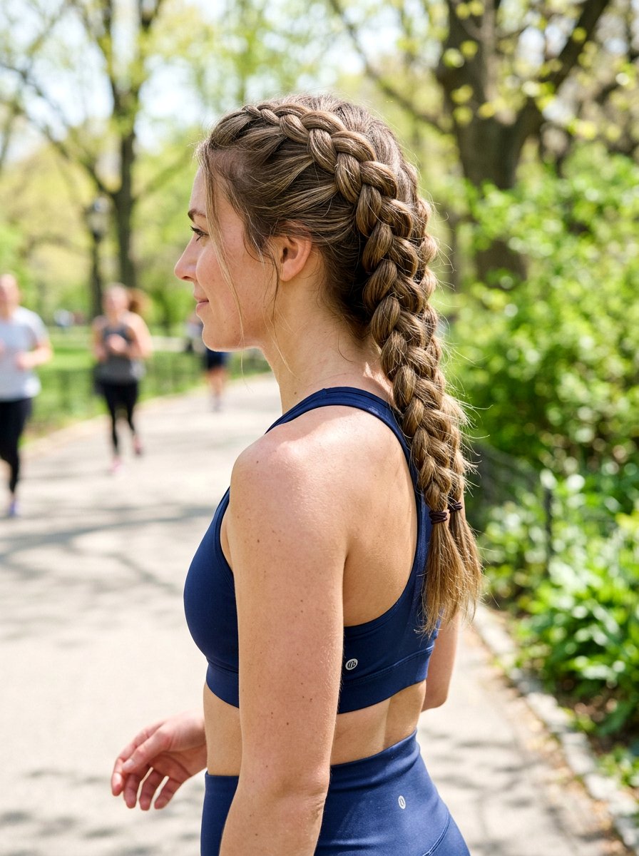 Loose Dutch Braid - 20 yoga hairstyle with loose braid - 20 yoga hairstyle with loose braid