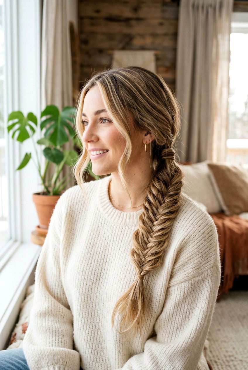 Loose Fishtail Side Ponytail - 20 western braid ponytail for women - 20 western braid ponytail for women