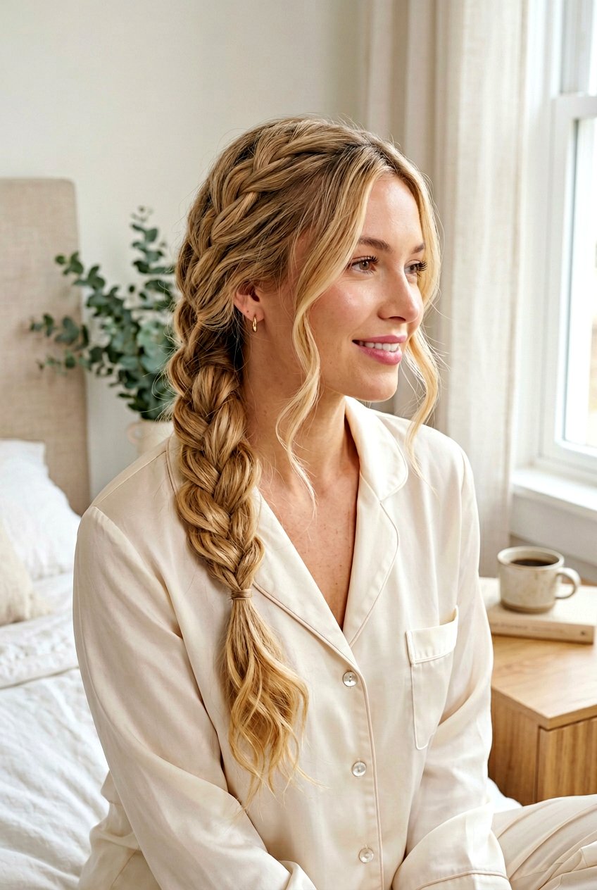 Loose French Braid - 20 bedtime braid for long layers - 20 bedtime braid for long layers