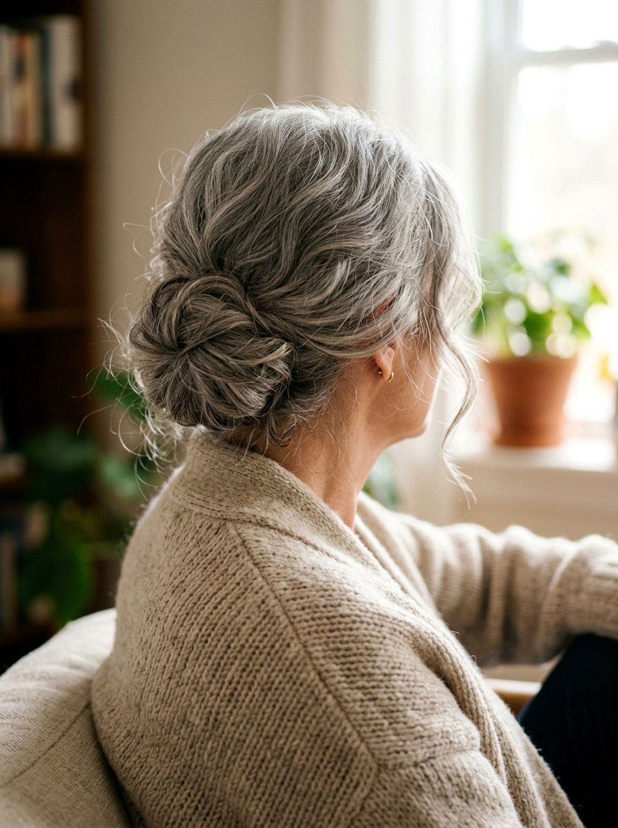 Loose Gray Chignon - 20 elegant gray chignon hairstyle - 20 elegant gray chignon hairstyle