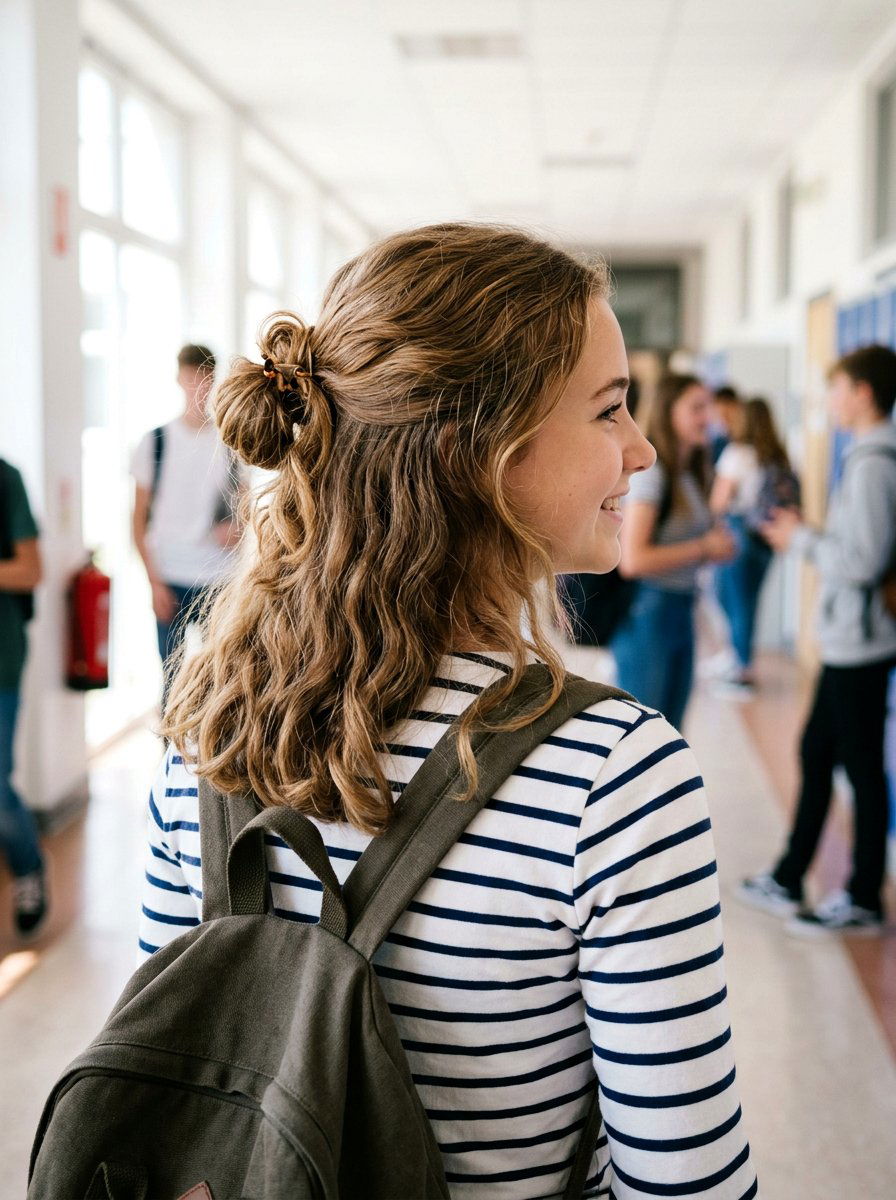 Loose Half Up Bun For School - 20 school half up bun hairstyle - 20 school half up bun hairstyle