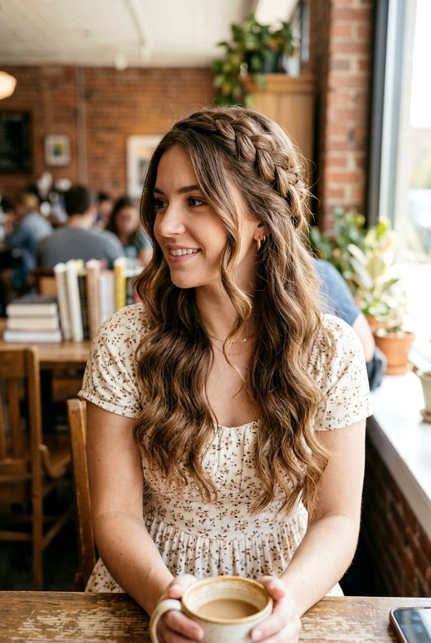 Loose Heatless Crown Braid Waves - 20 heatless curls for college girls - 20 heatless curls for college girls