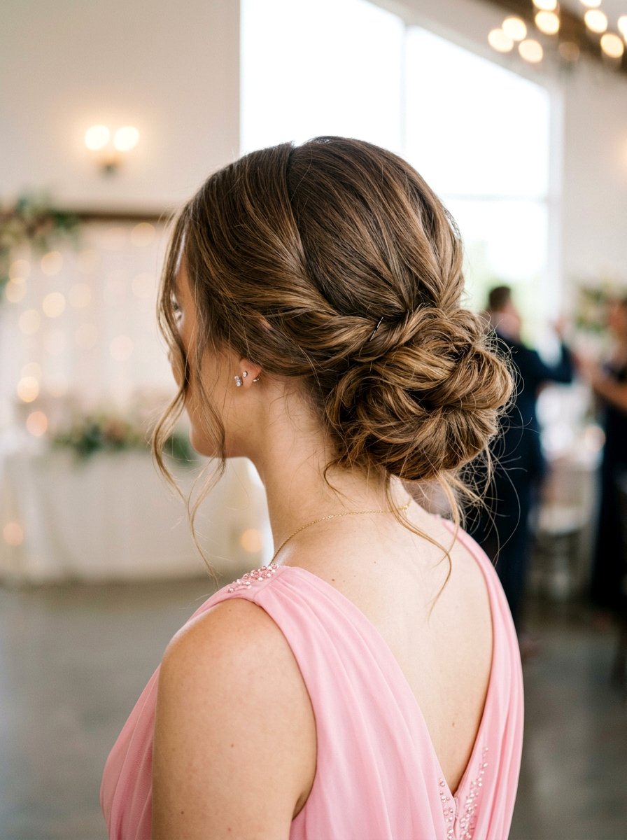 Loose Low Bun With Center Part - 20 prom low bun for medium hair - 20 prom low bun for medium hair