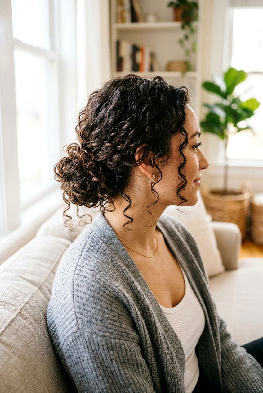 Loose Low Bun - 20 bonnet hairstyle for curly hair - 20 bonnet hairstyle for curly hair
