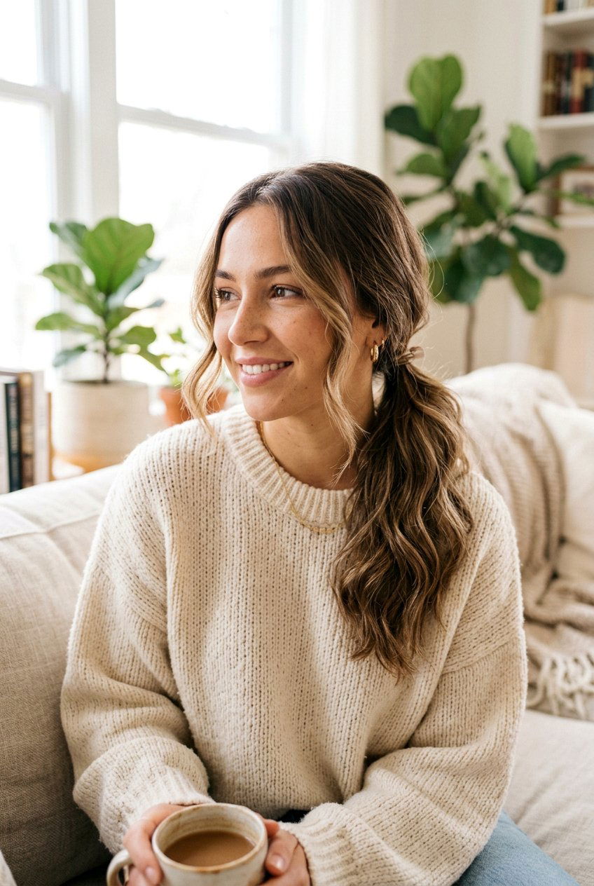 Loose Low Ponytail With Soft Face Framing Layers - 20 low ponytail with face framing pieces - 20 low ponytail with face framing pieces