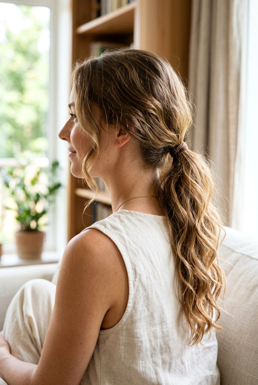 Loose Low Ponytail - 20 one minute hairstyles - 20 one minute hairstyles