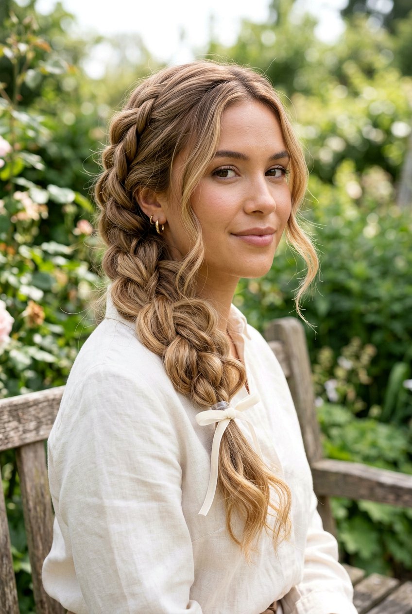 Loose Low Side Braid - 20 simple festive hairstyles - 20 simple festive hairstyles