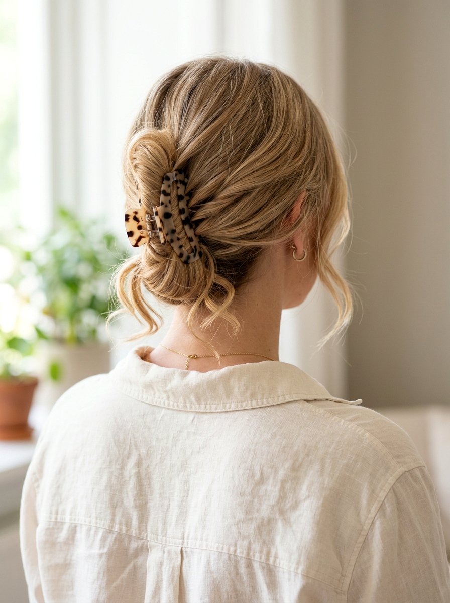 Loose Low Updo With Claw Clip - 20 office hairstyle with claw clip twist - 20 office hairstyle with claw clip twist