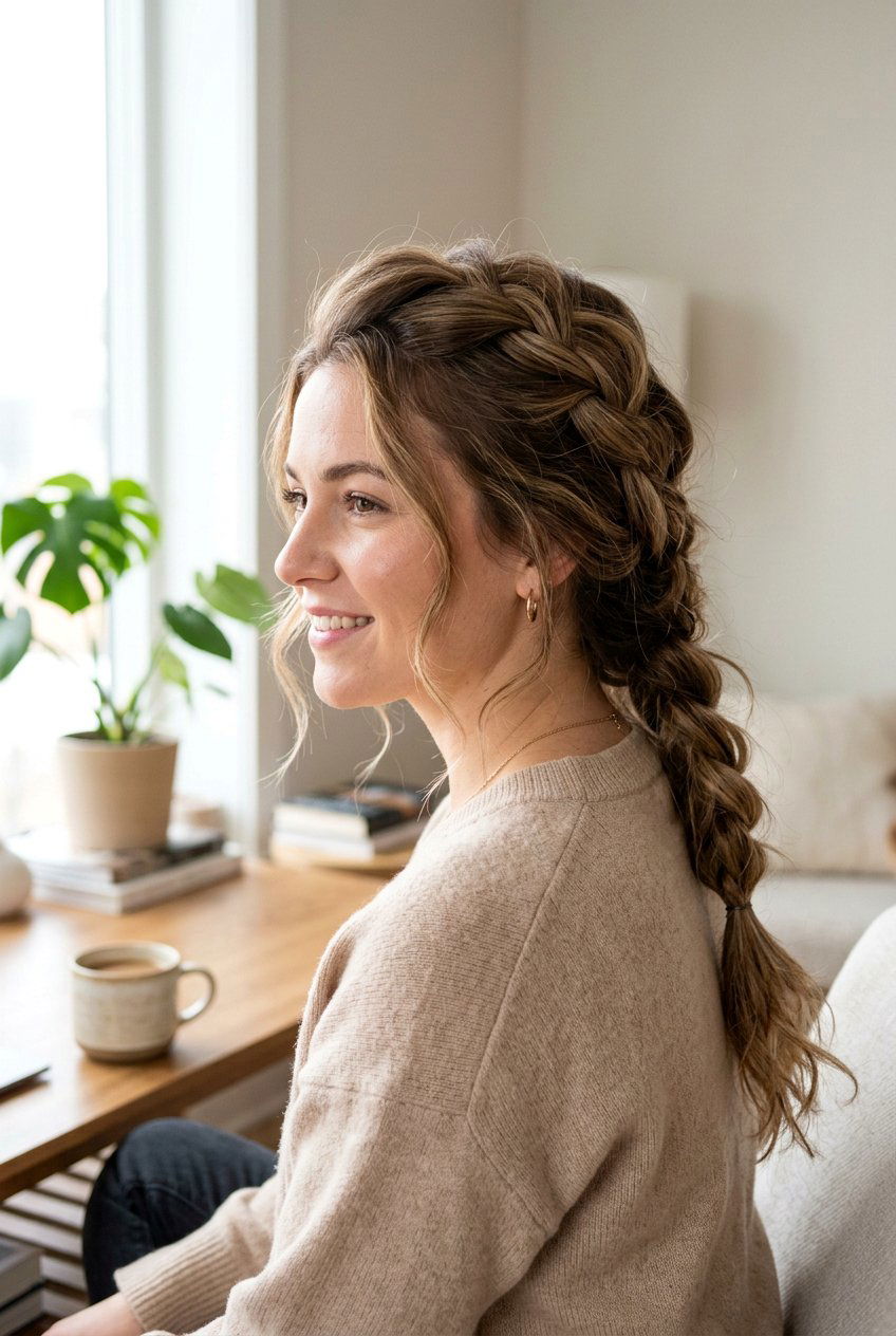 Loose Messy French Braid - 20 messy braid hairstyles - 20 messy braid hairstyles