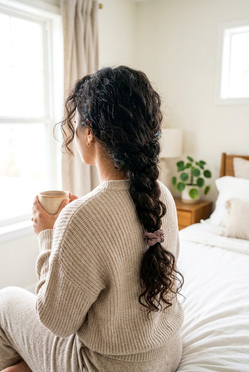 Loose Overnight Braid To Prevent Frizz - 20 anti frizz braid hairstyle - 20 anti frizz braid hairstyle