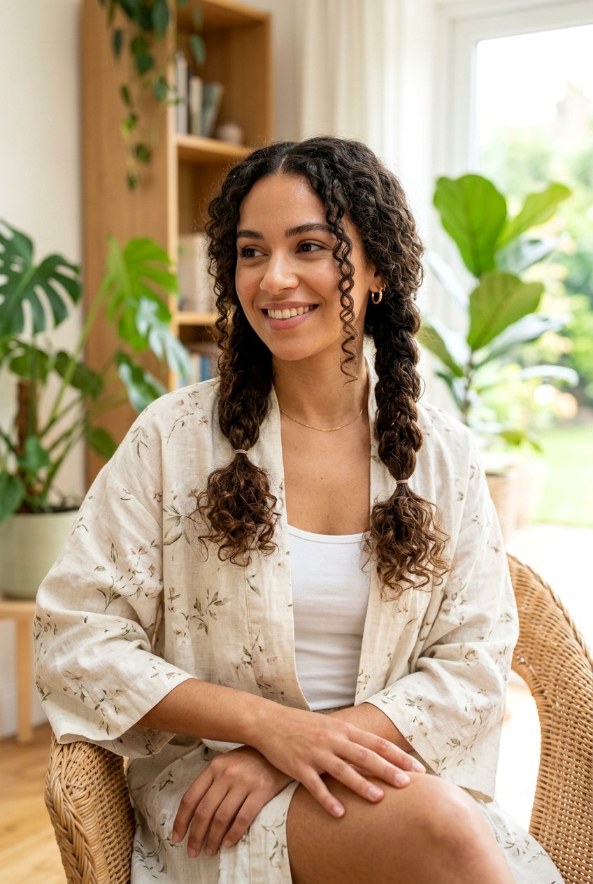 Loose Pigtail Braids - 20 bonnet hairstyle for curly hair - 20 bonnet hairstyle for curly hair