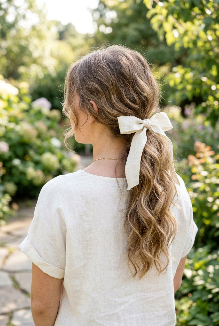 Loose Ribbon Ponytail - 20 ribbon ponytail hairstyles - 20 ribbon ponytail hairstyles