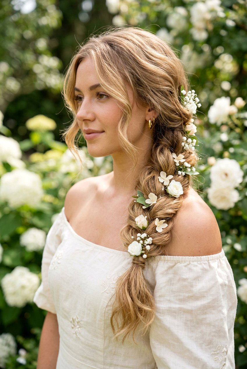 Loose Side Braid - 20 romantic hairstyles for weddings - 20 romantic hairstyles for weddings