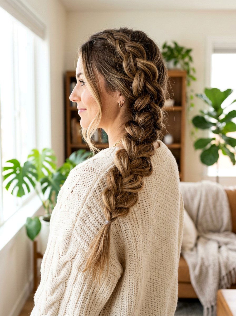 Loose Side Braid - 20 cute hairstyle for brunch with friends - 20 cute hairstyle for brunch with friends
