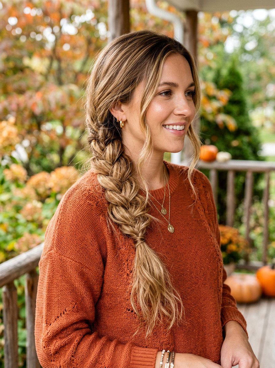 Loose Side Braid - 20 cute hairstyle for casual wedding guest - 20 cute hairstyle for casual wedding guest