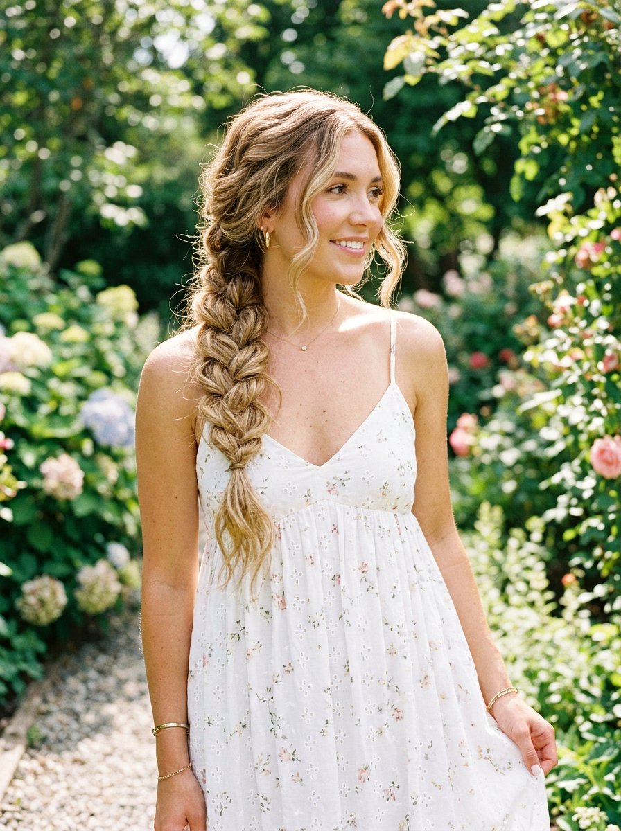 Loose Side Braid - 20 soft glam hairstyle for wedding guest - 20 soft glam hairstyle for wedding guest