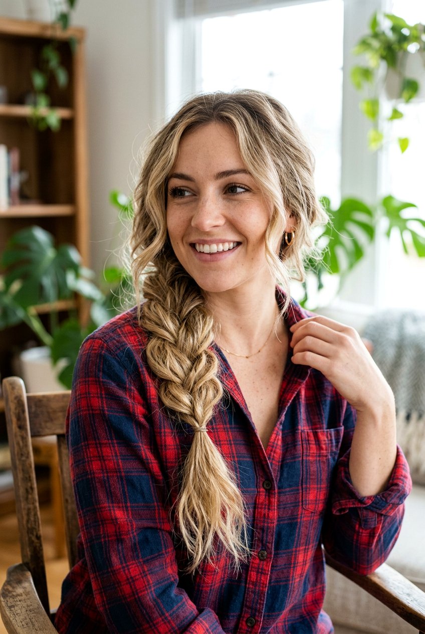 Loose Side Braid - 20 easy morning hairstyle for long layers - 20 easy morning hairstyle for long layers