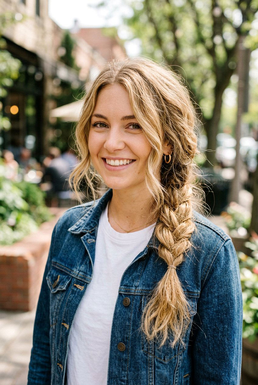 Loose Side Braid With Face Framing Layers - 20 school hairstyle with simple braid - 20 school hairstyle with simple braid