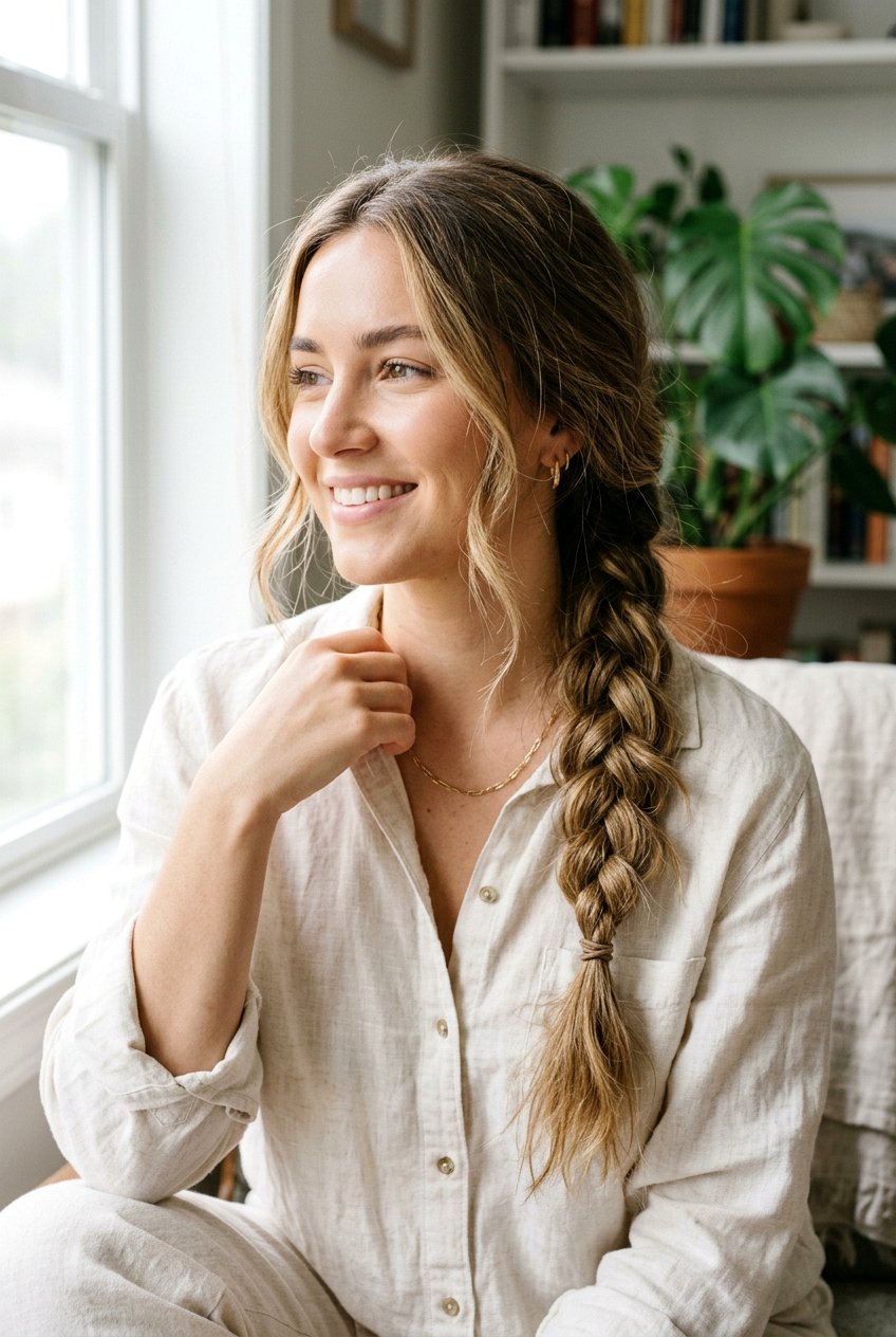 Loose Side Braid - 20 boho messy braid hairstyle - 20 boho messy braid hairstyle