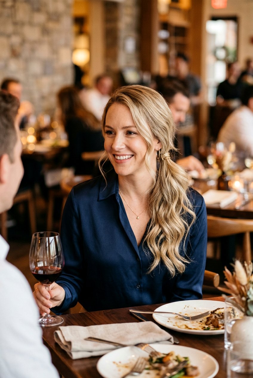 Loose Side Ponytail For Dinner - 20 dinner date hairstyles - 20 dinner date hairstyles