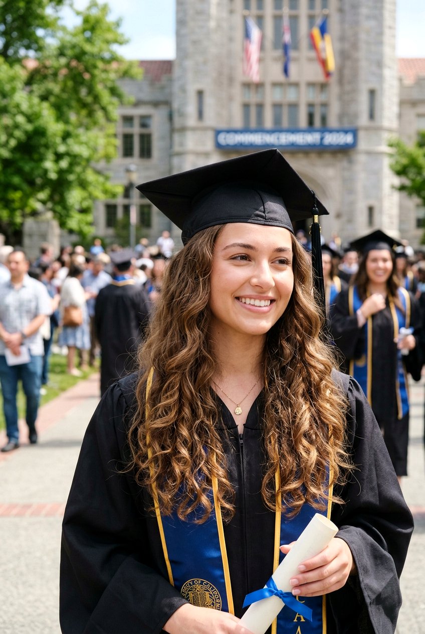 Loose Soft Curls With Graduation Cap - 20 graduation curls with cap - 20 graduation curls with cap