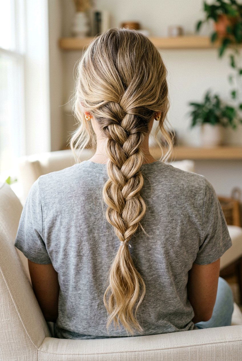 Loose Three Strand Braid - 20 easy hairstyles for mornings - 20 easy hairstyles for mornings