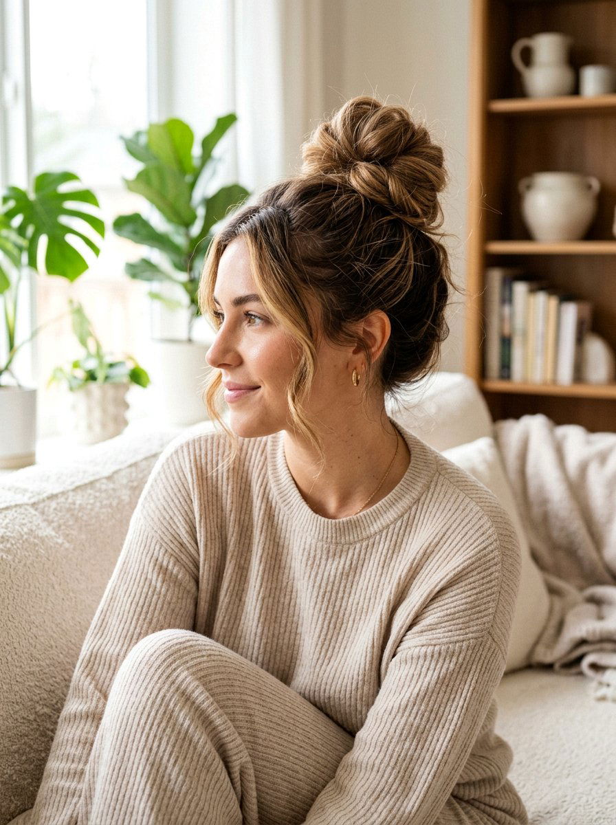 Loose Top Knot - 20 overnight travel hairstyles - 20 overnight travel hairstyles