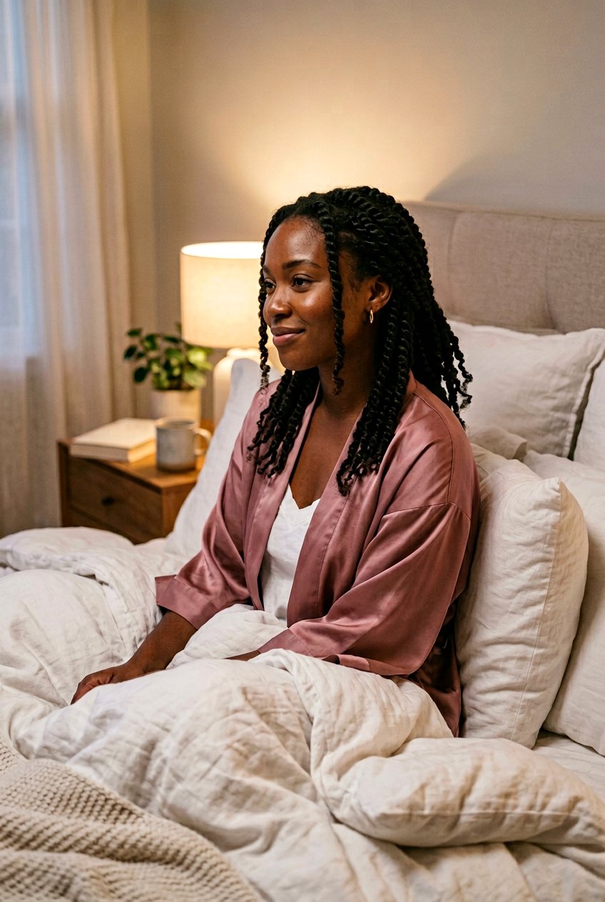 Loose Two Strand Twists with Satin Scrunchie - 20 braided protective styles for sleep - 20 braided protective styles for sleep