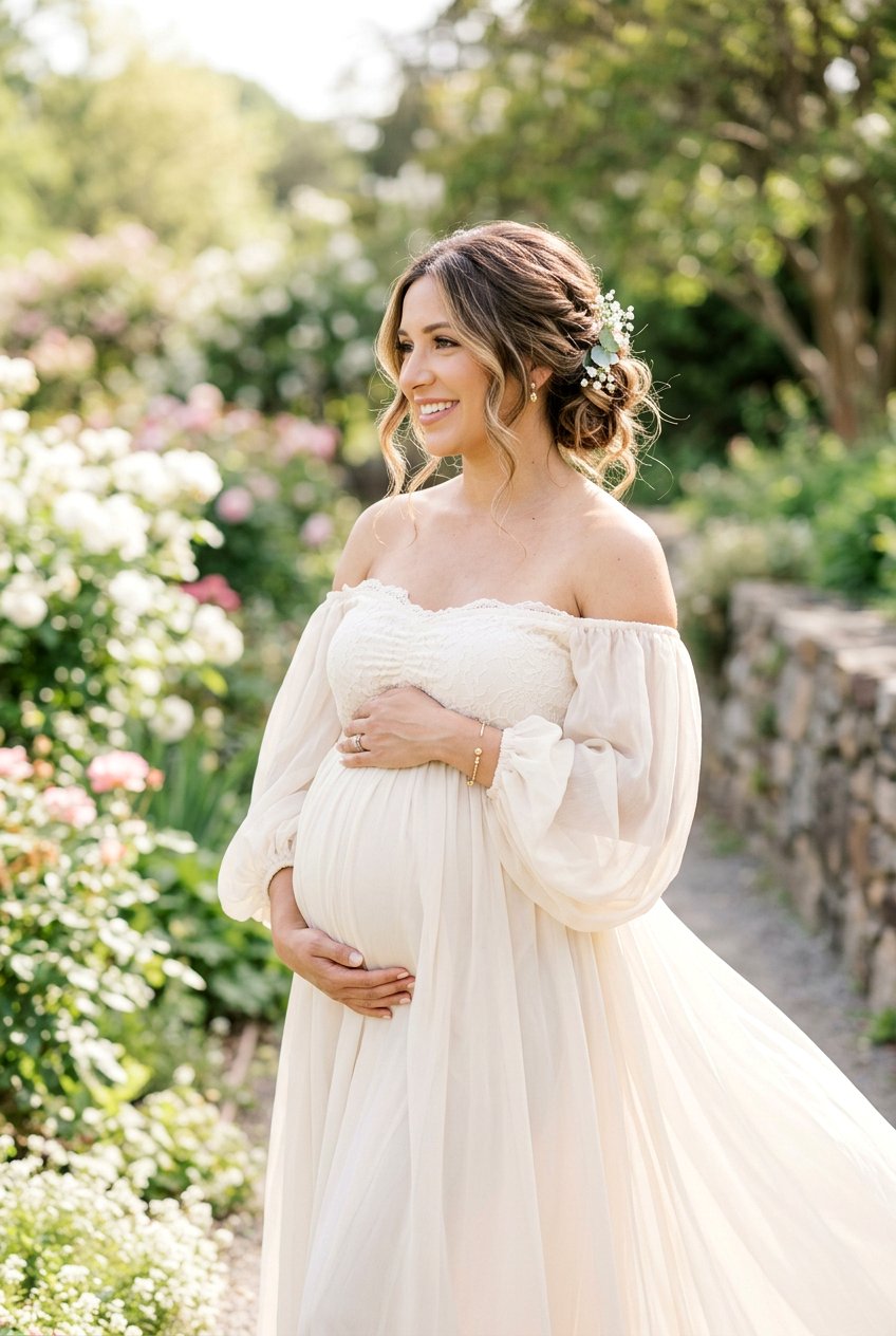 Loose Updo Maternity Photoshoot Hair - 20 maternity photo shoot hairstyles - 20 maternity photo shoot hairstyles