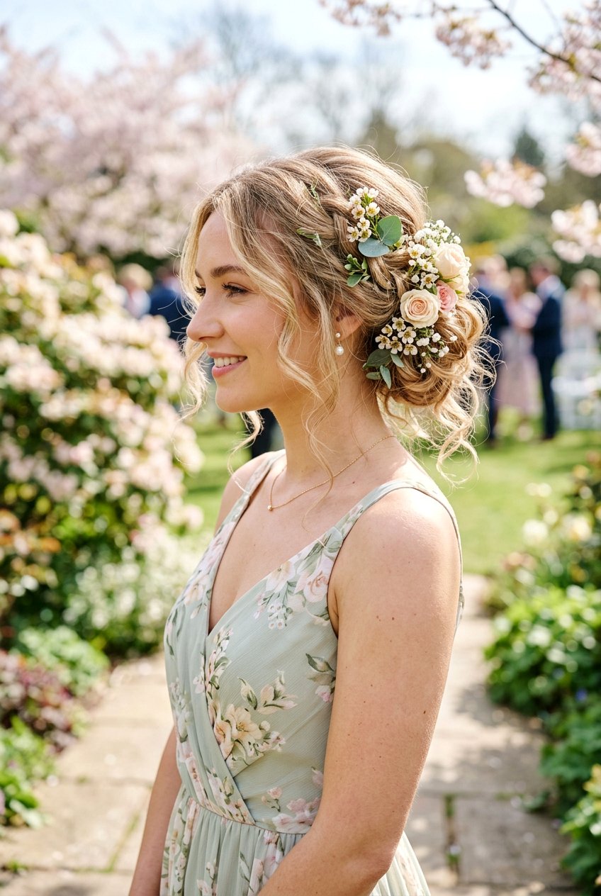 Loose Updo with Floral Hair Accessories - 20 mother of the bride hairstyles - 20 mother of the bride hairstyles