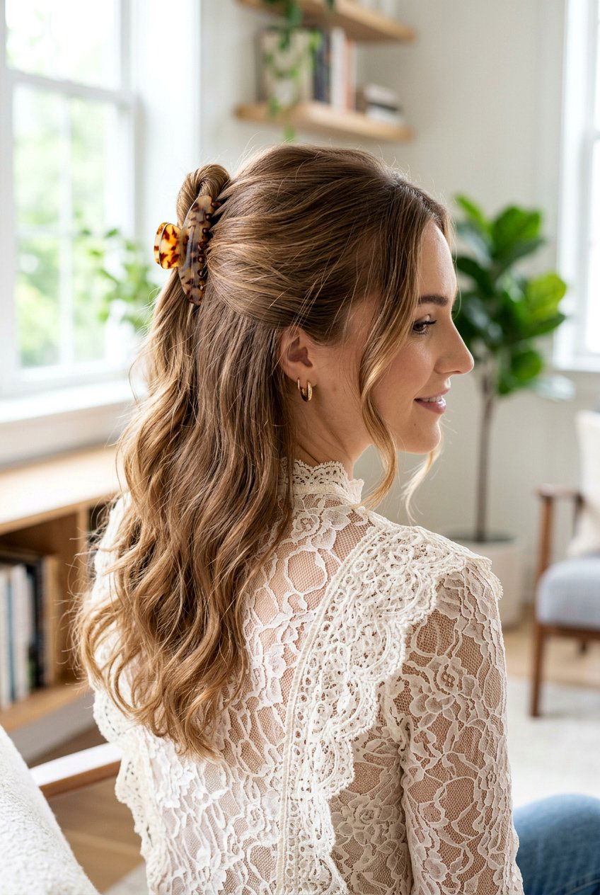 Loose Wave Claw Clip - 20 easy claw clip hairstyles for short hair - 20 easy claw clip hairstyles for short hair