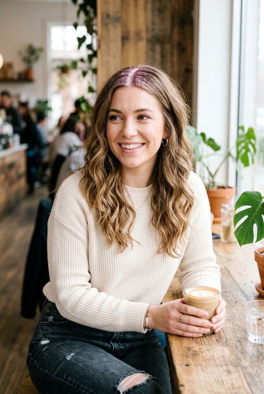 Loose Waves - 20 glitter roots hairstyle ideas - 20 glitter roots hairstyle ideas