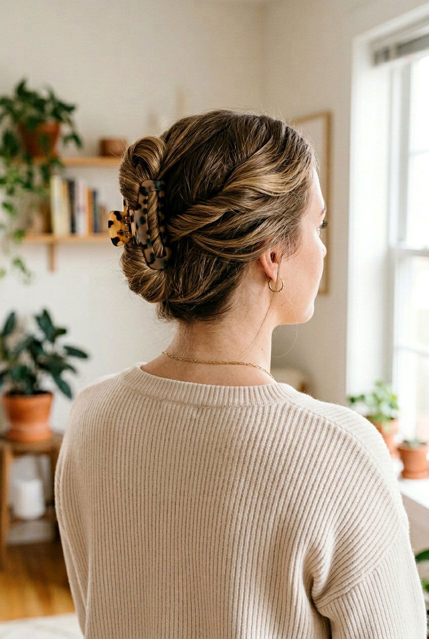 Loose Waves With Claw Clip Updo - 20 casual loose waves hairstyle - 20 casual loose waves hairstyle