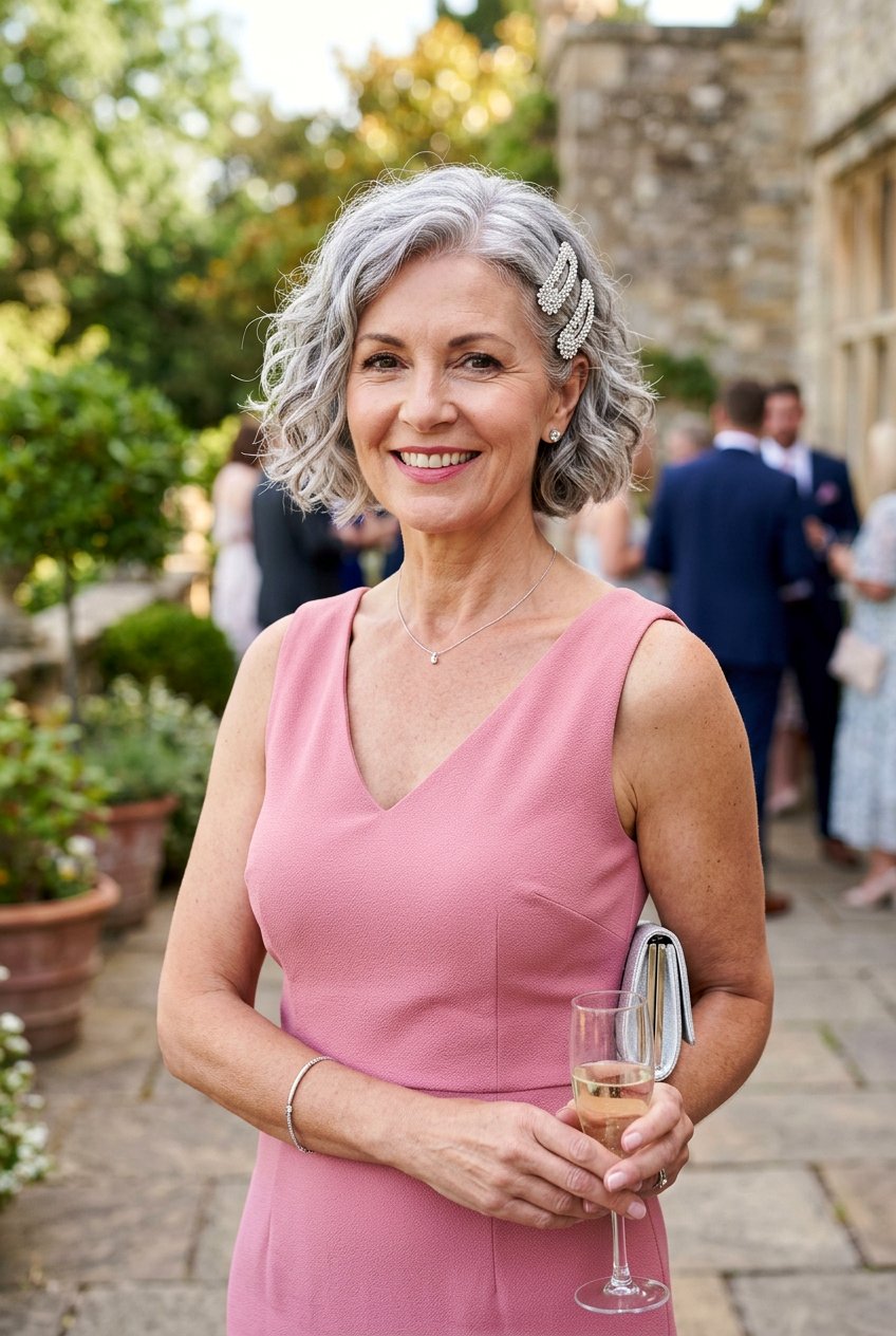 Loose Waves With Clips - 20 wedding guest hairstyle for naturally gray hair - 20 wedding guest hairstyle for naturally gray hair