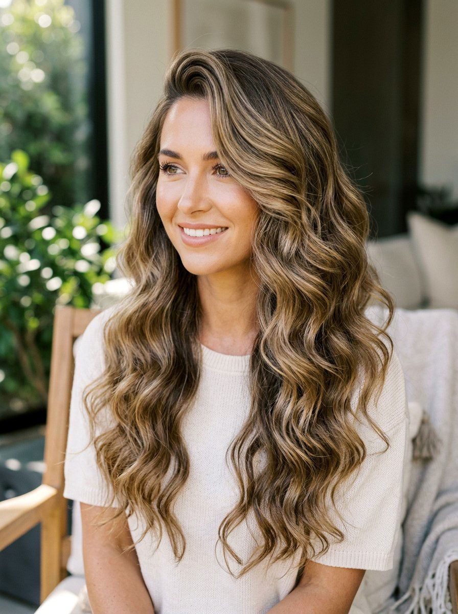 Loose Waves With Deep Side Part - 20 hairstyle to reduce width of face - 20 hairstyle to reduce width of face